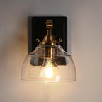 KSANA Sconces Wall Lighting, 1-Light Black and Gold Wall Sconce Light, Modern Bedroom Bathroom Wall Sconces Indoor with Clear Glass Shade
