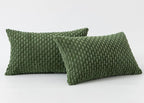 Kevin Textile Throw Pillow Covers Soft Corduroy Decorative Set of 2 Boho Striped Pillow Covers Pillowcases Farmhouse Home Decor for Couch Bed Sofa Living Room 12x20 Inch Moss Green