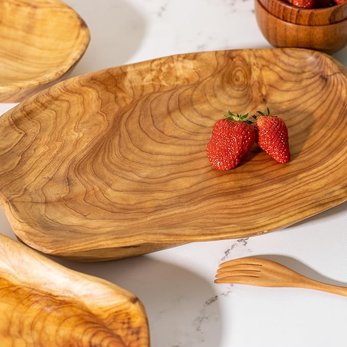 Root Wood Dish, Party Platter and Tray for Sandwich Bread Serving, appetizer display, Vintage ring dish, Hand Carved Artworks (11-12 inch)