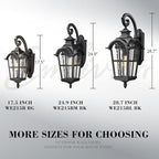 Emliviar 28.7 Inch Farmhouse Wall Light, Large Exterior Wall Sconce for Porch Patio, Water Grain Glass in Black Finish, WE215BL BK