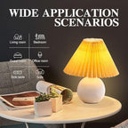 Zenply Korean Pleated Table Lamp, Bedside Nightstand Mini Lamp for Bedroom Living Room Small Spaces