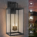 25'' Outdoor Wall Lantern, 4-Light Modern Large Exterior Wall Sconce Light Fixtures, Black Porch Light with Glass, Waterproof Outside Lighting for Patio Front Door Entryway