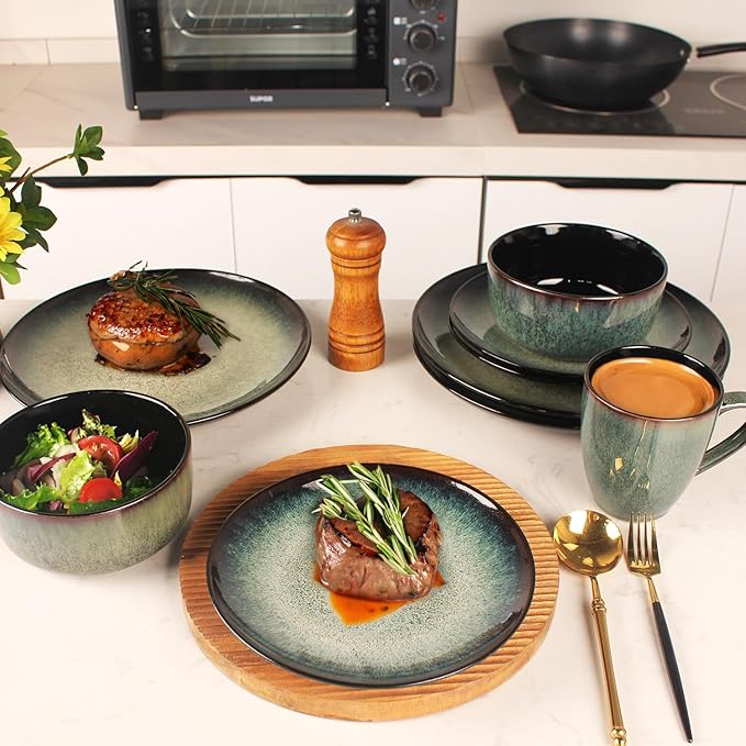 10.6 Inch Porcelain Plates Set, for Appetizer, Dinner Plates, Salad, Dessert, Snacks, Serving Plate Set of 4, Microwave and Dishwasher Safe, apply Home, Restaurant