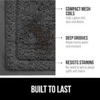 GORILLA GRIP Dirt Grabber Mesh Doormat, Low-Profile, Stain and Fade Resistant Heavy Duty Quick Dry Striped Doormats, Mats for Indoor or Outdoor Entry, Shoe Scraper, Garage Entrance Mat 35x23 Dark Gray