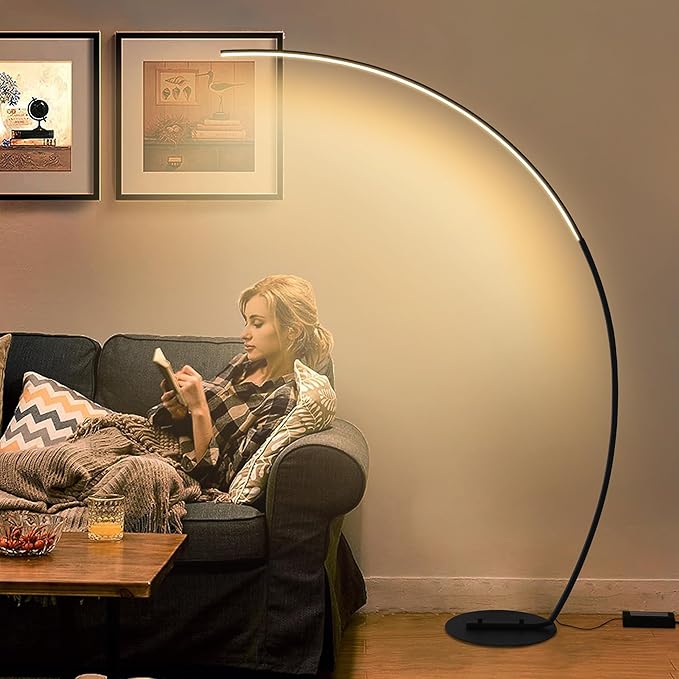 67in Dimmable LED Arc Floor lamp with 3 Color Temperatures, Modern Floor Lamps for Living Room, Standing Tall Lamp with Remote Control Reading Ambient Lighting for Bedroom Office Living Room