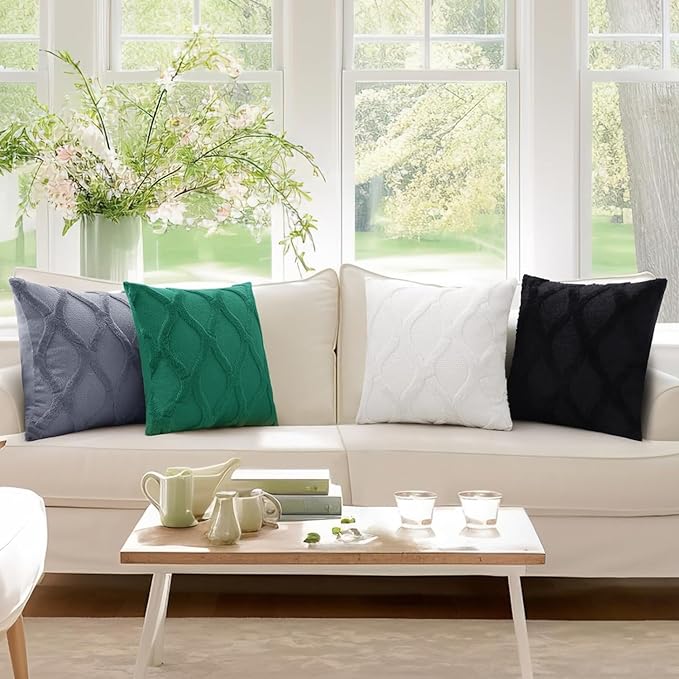 decorUhome Christmas Throw Pillow Covers 26x26 Inch Set of 2, Soft Plush Faux Fur Wool Cream White Couch Pillow Covers, Decorative Neutral Pillow Cases for Bed Sofa Living Room Home Decor
