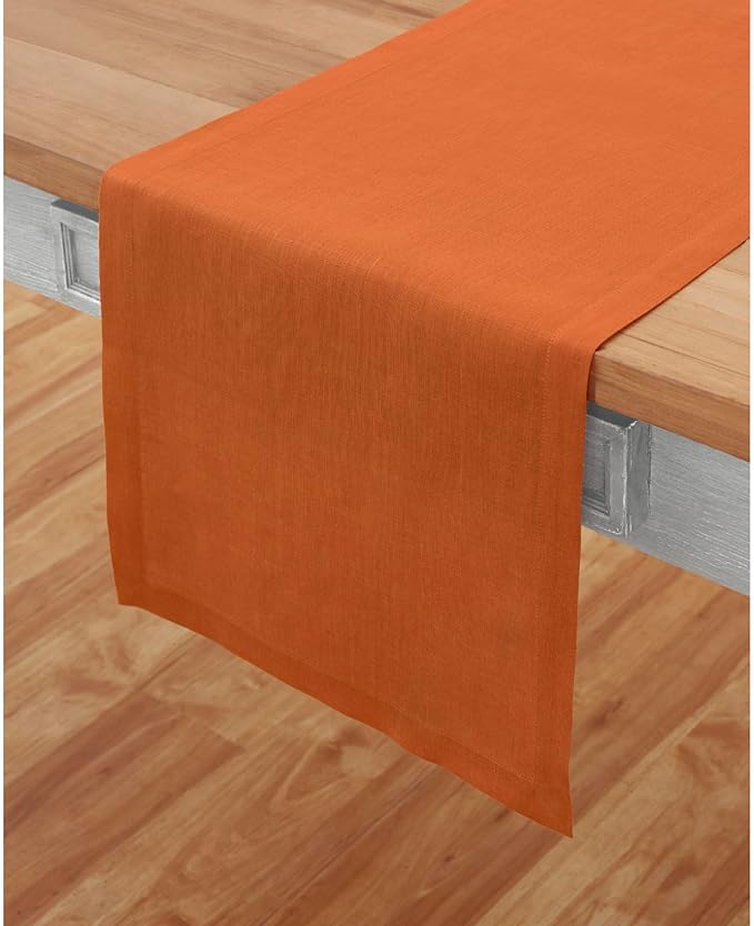 Solino Home Linen Pumpkin Table Runner 72 Inches Long - 100% Pure Linen 14 x 72 Inch Table Runner for Dining, Dresser, Fall, Autumn, Halloween, Thanksgiving, Holiday - Fete