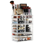 Cq acrylic Makeup Organizer Skin Care Large Clear Cosmetic Display Cases Stackable Storage Box With 11 Drawers For Vanity,Set of 4