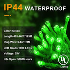 KNONEW 403ft 1000 LED Christmas String Lights Outdoor 8 Modes & Timer Fairy Light Plug in Waterproof LED Fairy Lights for Xmas Yard Tree Wedding Party Holiday Decorations (Green)