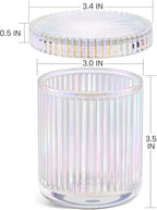 2 Pack Qtip Holder - Apothecary Jars with Lids, Bathroom Organizers and Storage Canister for Cotton Balls,Swabs,Floss Picks,Hair Ties,Clear Glass Vintage Bathroom Decor Jar Set (Iridescent)