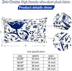 Decorative Throw Pillow Covers Set of 2 Blue Pillow Covers 12x20 inch Short Plush Couch Pillow Cases Floral Throw Pillows,Farmhouse Outdoor Pillow Covers for Sofa Living Room Cushion Covers