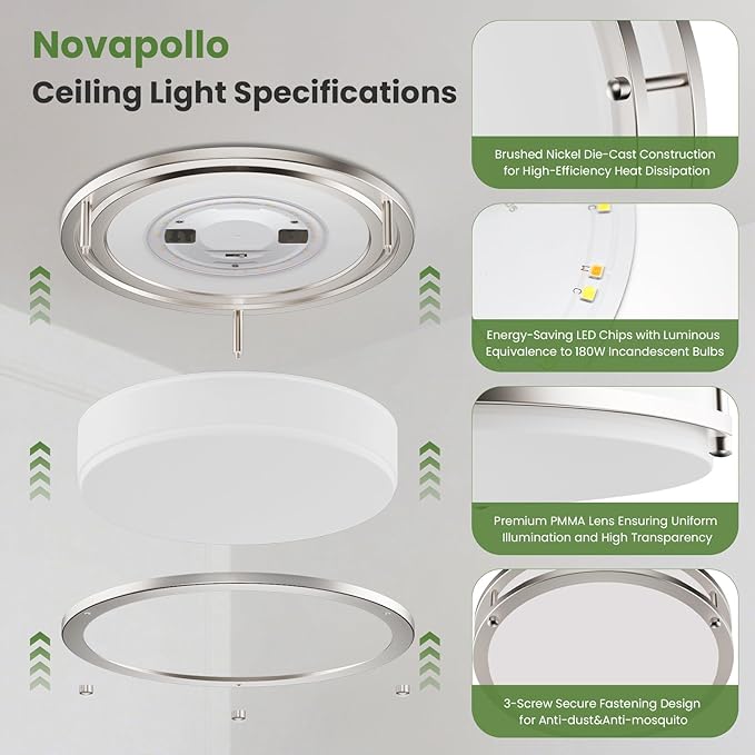 20W LED Ceiling Lights,1300lm Super Bright LED Ceiling Lights,13in Dimmable Flush Mount Light Fixtures,5CCT(5000K/4000K/3500K/3000K/2700K) Adjustable for Bedroom Kitchen Bathroom Hallway,2PACK