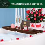 ROYAL CRAFT WOOD Non-Foldable Bathtub Tray - Wood Bath Tray for Tub, Bamboo Bathtub Shelf, Expandable Bath Table Trays, Luxury Bathroom Accessories for New Home & Unique Gift for Women