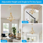 XINGQI 21.6" Modern Gold 6-Light Crystal Chandelier for Dining Room Large Round Pendant Lightting Fixture for Living Room Kitchen Island Bedroom