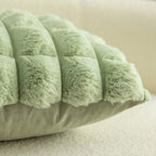 Neelvin Green Faux Fur Cozy Soft Plaid Decorative Throw Pillow Covers 20x20 inch Set of 2,Velvet Pillowcase Cushion Case for Sofa Couch
