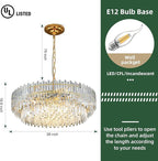 39" Modern Crystal Chandelier, 3-Tier Gold Pendant Light with 17 Lights, Luxury K9 Crystal Ceiling Fixture for Dining Room Living Room Foyer