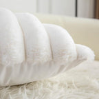 Neelvin Cream White Faux Fur Cozy Soft Striped Decorative Throw Pillow Covers 12x20 inch Set of 2,Velvet Pillowcase Cushion Case for Sofa Couch