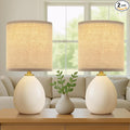 18.5" Table Lamp Set of 2 for Living Room Bedroom, Bedside Lamps for Night Stands, Desk Nightstand Lamp Dimmable, Modern Linen Cream Ceramic Lamps
