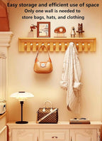 Wall Mounted Piano Key Hanger | Flip Style Hook | Entrance Wall Art Hook, Made of Oak Wood (3 Times Painted, 4 Times Polished) (Tray Walnut, 6Hooks)