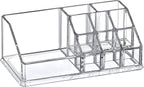 Amazing Abby - Tiffany - Acrylic Cosmetic Organizer, Transparent Plastic Makeup Holder, Compartmented, Shatter-Proof, Perfect Bathroom Vanity Storage Solution for Beauty Supply, Small