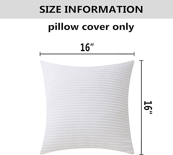 Home Brilliant White 16x16 Throw Pillow Covers Set of 2 Accent Decorative Pillow Covers Nursing Pillow Cover Pillow Cases for Couch Patio Sofa, 40x40 cm, 16 x 16 Inch, Creamy White