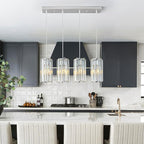 Chrome Pendant Lighting Modern Pendant Light, Mini Crystal Chandeliers,Adjustable Pendant Light Fixture for Kitchen Island Dinning Room Corridor Bedroom…(Gold 4-Light)