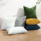 decorUhome Chenille Poseidon Throw Pillow Covers 18x18 Inch Set of 2, Decorative Soft Couch Pillow Covers Solid Dyed Accent Velvet Farmhouse Neutral Square Pillow Cases for Sofa Bed Living Room