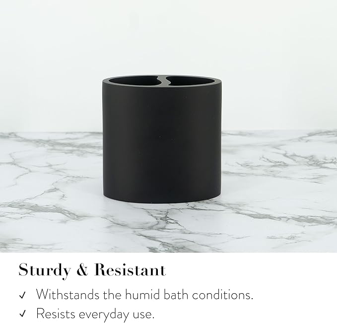 ZCCZ Bathroom Accessory Set, 4 Pcs Matte Black Bathroom Vanity Countertop Bathroom Décor Sets Accessories with Soap Dispenser, Toothbrush Holder Set, Tumbler, Soap Dish