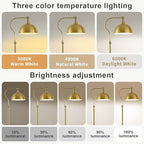 Bright LED Gold Reading Floor Lamp with Remote Control and Bluetooth Dimming,Living Room Bedroom Bedside Office Study Library Adjustable Standing Tall Lights, Unique Modern Brass Home Decor Essentials