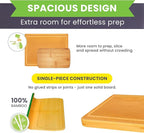 Bamboo Cutting Board – 15 Inch Wood Cutting Boards for Kitchen with Glue-Free Surface™ & Juice Groove – Non-Toxic, FSC-Certified, Durable Wooden Chopping Board - Rectangle