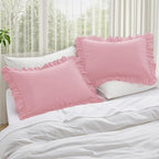 KKJIAF Ruffle Body Pillow Cases Set of 1, Ruffled Pillow Covers with Envelope Closure, Body Pillowcases Size of 20" x 54", Ruffled Long Pillow Shams, Light Pink