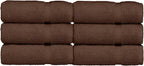 Luxury Hotel & Spa Quality, Quick Dry 100% Turkish Cotton 700 GSM, Eco Friendly Towel, for Bathroom, Gymand Kitchen Dobby Border Soft Hand Towel Set 16 X 30, Cocoa, Hand Towels - Set of 6