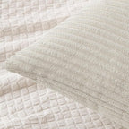 MIULEE 26x26 inch Euro Sham Beige Corduroy Pillow Covers Pack of 2 Boho Decorative Spliced Pillow Covers Soft Solid Couch Pillowcases Cross Patchwork Textured Cushion Covers for Living Room Bed Sofa