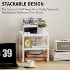 11" Wide Set of 2 Stackable Kitchen Cabinet Organizers Spice Racks,Office Desk Shelf Organizers Bookshelf Storage,Metal Carbon Steel