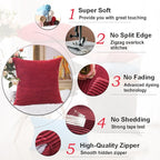 Home Brilliant Pillow Covers 18x18 Decorative Throw Pillows for Couch Dark Red Soft Plush Corduroy Striped Throw Pillow Covers Set of 2 for Sofa Couch Bed Christmas, 18 x 18 Inch, Burgundy