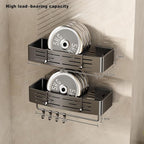 VOLPONE Shower Caddy No Drilling Shower Shelves for Inside Shower Heavy Duty Bathroom Organizer Storage Rack Adhesive with Towel Bar Hooks (2-Pack, Matte Gray)