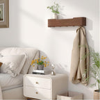 Coat Rack Wall Mount Entryway Organizer Modern Key Holder Wall Mount with Wooden Shelf Entryway Hooks for Bedroom Kitchen Hallway Bathroom for Hanging Coats Hats Bags Towels