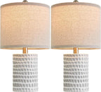 PORTRES 18.25" Modern Accent Ceramic Table Lamp Set of 2 for Bedroom White Desk Decor Bedside Lamps for Living Room Study Room Office Dorm Farmhouse Nightstand Lamp End Table Lamps