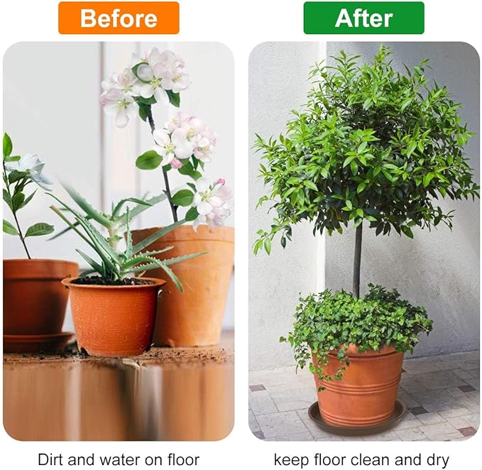 TITE Plant Saucer 12 inch, Heavy Large Planter Durable Thicker Plastic Plant Trays for Indoors and Outdoor, Plant Saucer Drip Trays,Brown (12" - 3 Pack)