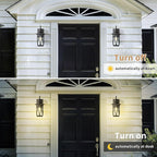 JYZ Dusk to Dawn Outdoor Wall Lantern, Craftsman Style Large Exterior Sconce Light with Water Ripple Glass, Traditional Porch Light Fixture Wall Mount Lamp for Front Porch Doorway Garage Patio Garden