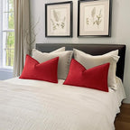 MIULEE Pack of 2 Christmas Red Decorative Lumbar Pillow Covers 12x20 Inch Soft Chenille Luxurious Couch Throw Pillows Farmhouse Cushion Covers with Elegant Design for Sofa Bedroom Living Room Decor
