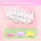 ANTOWIN 2 Pack Clear Purse Organizers for Closet, Adjustable Shelf Divider, Handbag Separators Storage Organizer, Shelf Divider in Bedroom, Office, Kitchen