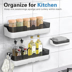 Shower Caddy No Drilling Shower Organizers with Soap Dish Toothbrush Holder and Hooks Plastic Detachable Large Bathroom Countertop Organizer