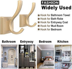 Gold Hooks for Wall, Heavy Duty Thick Aluminum Alloy Entry Coat Hooks for Hanging Key Robe Hat Backpack, Wall Mount Holder Bathroom Kitchen Garage(4 Pack, Gold)