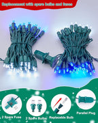 LED Christmas Mini String Lights, 14 Feet 50LEDs F5 Blue White Mini Lights, Connectable Christmas Tree Lights for Wreath Garland Holiday Party Wedding Outdoor Indoor Christmas Decoration, Green Wire