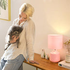 Lampwell Lena Small Modern Ceramic Pink Table Lamp, 7.09H12.99IN, Bedside & Night Lamp, Bulb Excluded