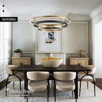 3 Ring LED Chandelier Black Gold Chandelier Light Fixture Dimmable Round Foyer Chandeliers Modern Circular Chandeliers Light for Dining Room Entry Bedroom Office Living Room 24in