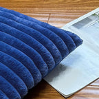 24x24 Pillow Covers, Decorative Faux Fur Throw Pillow Covers for Couch, Sofa Soft Fluffy Pillow Cover with Velvet Back for Living Room, Neutral Home Décor Accent for Bed - Blue