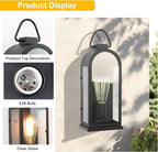 Vintage Outdoor Wall Light Fixture (1 Pcs) - Matte Black Porch Lantern/Exterior Wall Sconce, Glass Shade, Sturdy Metal Frame, Waterproof & Anti-Rust, Fit for Entryway/Garage/Patio/Doorway, E26 Socket