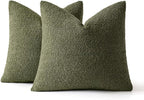 MIULEE 18x18 Inch Decorative Pillow Covers for Couch Bed Set of 2 Textured Boucle Neutral Winter Throw Pillows Olive Green Accent Solid Cushion Pillowcases Sofa Livingroom Home Decor